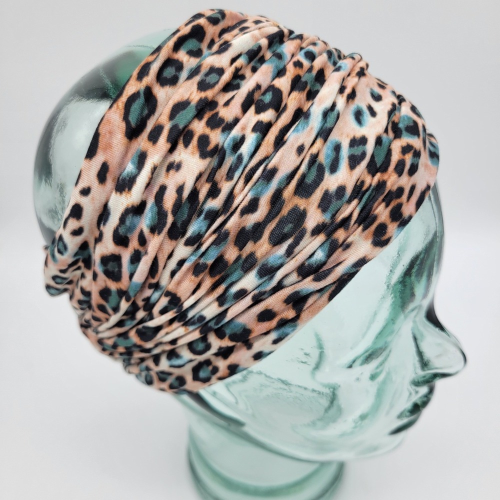 Lot of 2 Womens Tube Headbands Leopard Floral Print Neck Gaiter Yoga Hair Wraps